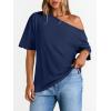 image:imageLILLUSORY Off The Shoulder Tops Oversized Tshirts Short Sleeve Basic Tee 2026 Casual Summer Fashion ClothesNavy