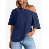 image:imageLILLUSORY Off The Shoulder Tops Oversized Tshirts Short Sleeve Basic Tee 2026 Casual Summer Fashion ClothesNavy
