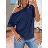 image:imageLILLUSORY Off The Shoulder Tops Oversized Tshirts Short Sleeve Basic Tee 2026 Casual Summer Fashion ClothesNavy