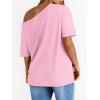 image:imageLILLUSORY Off The Shoulder Tops Oversized Tshirts Short Sleeve Basic Tee 2026 Casual Summer Fashion ClothesPink