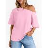 image:imageLILLUSORY Off The Shoulder Tops Oversized Tshirts Short Sleeve Basic Tee 2026 Casual Summer Fashion ClothesPink