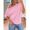 image:imageLILLUSORY Off The Shoulder Tops Oversized Tshirts Short Sleeve Basic Tee 2026 Casual Summer Fashion ClothesPink