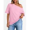 image:imageLILLUSORY Off The Shoulder Tops Oversized Tshirts Short Sleeve Basic Tee 2026 Casual Summer Fashion ClothesPink