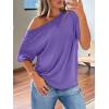 image:imageLILLUSORY Off The Shoulder Tops Oversized Tshirts Short Sleeve Basic Tee 2026 Casual Summer Fashion ClothesPurple