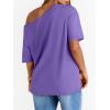 image:imageLILLUSORY Off The Shoulder Tops Oversized Tshirts Short Sleeve Basic Tee 2026 Casual Summer Fashion ClothesPurple