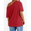 image:imageLILLUSORY Off The Shoulder Tops Oversized Tshirts Short Sleeve Basic Tee 2026 Casual Summer Fashion ClothesRed