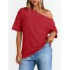 image:imageLILLUSORY Off The Shoulder Tops Oversized Tshirts Short Sleeve Basic Tee 2026 Casual Summer Fashion ClothesRed