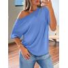 image:imageLILLUSORY Off The Shoulder Tops Oversized Tshirts Short Sleeve Basic Tee 2026 Casual Summer Fashion ClothesSky Blue