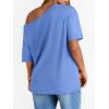 image:imageLILLUSORY Off The Shoulder Tops Oversized Tshirts Short Sleeve Basic Tee 2026 Casual Summer Fashion ClothesSky Blue