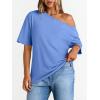 image:imageLILLUSORY Off The Shoulder Tops Oversized Tshirts Short Sleeve Basic Tee 2026 Casual Summer Fashion ClothesSky Blue
