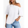image:imageLILLUSORY Off The Shoulder Tops Oversized Tshirts Short Sleeve Basic Tee 2026 Casual Summer Fashion ClothesWhite