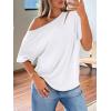 image:imageLILLUSORY Off The Shoulder Tops Oversized Tshirts Short Sleeve Basic Tee 2026 Casual Summer Fashion ClothesWhite