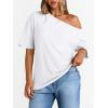image:imageLILLUSORY Off The Shoulder Tops Oversized Tshirts Short Sleeve Basic Tee 2026 Casual Summer Fashion ClothesWhite