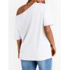 image:imageLILLUSORY Off The Shoulder Tops Oversized Tshirts Short Sleeve Basic Tee 2026 Casual Summer Fashion ClothesWhite