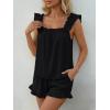 image:imageLILLUSORY Pajamas Sets for Women 2 Piece Cute Bridal Pjs Sexy Lounge Sleepwear Summer Outfits 2026 Ruffle Tops and ShortsBlack