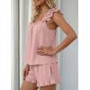 image:imageLILLUSORY Pajamas Sets for Women 2 Piece Cute Bridal Pjs Sexy Lounge Sleepwear Summer Outfits 2026 Ruffle Tops and ShortsPink
