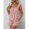 image:imageLILLUSORY Pajamas Sets for Women 2 Piece Cute Bridal Pjs Sexy Lounge Sleepwear Summer Outfits 2026 Ruffle Tops and ShortsPink