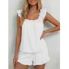 image:imageLILLUSORY Pajamas Sets for Women 2 Piece Cute Bridal Pjs Sexy Lounge Sleepwear Summer Outfits 2026 Ruffle Tops and ShortsWhite