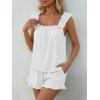 image:imageLILLUSORY Pajamas Sets for Women 2 Piece Cute Bridal Pjs Sexy Lounge Sleepwear Summer Outfits 2026 Ruffle Tops and ShortsWhite