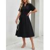 image:imageLILLUSORY Shirt Dress for Women Short Sleeve Striped Button Down Casual Summer Midi Dresses 2026 Beach Vacation ClothesBlack