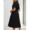 image:imageLILLUSORY Shirt Dress for Women Short Sleeve Striped Button Down Casual Summer Midi Dresses 2026 Beach Vacation ClothesBlack