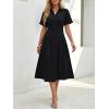 image:imageLILLUSORY Shirt Dress for Women Short Sleeve Striped Button Down Casual Summer Midi Dresses 2026 Beach Vacation ClothesBlack