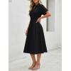 image:imageLILLUSORY Shirt Dress for Women Short Sleeve Striped Button Down Casual Summer Midi Dresses 2026 Beach Vacation ClothesBlack