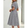 image:imageLILLUSORY Shirt Dress for Women Short Sleeve Striped Button Down Casual Summer Midi Dresses 2026 Beach Vacation ClothesBlack Stripe