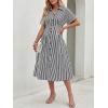 image:imageLILLUSORY Shirt Dress for Women Short Sleeve Striped Button Down Casual Summer Midi Dresses 2026 Beach Vacation ClothesBlack Stripe