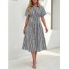 image:imageLILLUSORY Shirt Dress for Women Short Sleeve Striped Button Down Casual Summer Midi Dresses 2026 Beach Vacation ClothesBlack Stripe