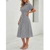 image:imageLILLUSORY Shirt Dress for Women Short Sleeve Striped Button Down Casual Summer Midi Dresses 2026 Beach Vacation ClothesBlack Stripe