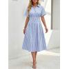 image:imageLILLUSORY Shirt Dress for Women Short Sleeve Striped Button Down Casual Summer Midi Dresses 2026 Beach Vacation ClothesBlue Stripe