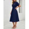 image:imageLILLUSORY Shirt Dress for Women Short Sleeve Striped Button Down Casual Summer Midi Dresses 2026 Beach Vacation ClothesNavy