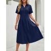image:imageLILLUSORY Shirt Dress for Women Short Sleeve Striped Button Down Casual Summer Midi Dresses 2026 Beach Vacation ClothesNavy