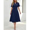 image:imageLILLUSORY Shirt Dress for Women Short Sleeve Striped Button Down Casual Summer Midi Dresses 2026 Beach Vacation ClothesNavy