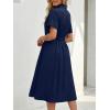 image:imageLILLUSORY Shirt Dress for Women Short Sleeve Striped Button Down Casual Summer Midi Dresses 2026 Beach Vacation ClothesNavy
