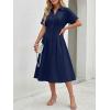image:imageLILLUSORY Shirt Dress for Women Short Sleeve Striped Button Down Casual Summer Midi Dresses 2026 Beach Vacation ClothesNavy