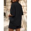 image:imageLILLUSORY Women 2 Piece Linen Short Sets 2026 Summer Vacation V Neck Short Sleeve Beach Outfits Oversized Button Casual SuitsBlack