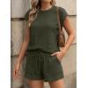 image:imageLILLUSORY Women 2 Piece Matching Lounge Sets Clothing 2026 Waffle Knit Cap Sleeve Summer Airport Outfits with ShortsArmy Green