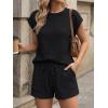 image:imageLILLUSORY Women 2 Piece Matching Lounge Sets Clothing 2026 Waffle Knit Cap Sleeve Summer Airport Outfits with ShortsBlack