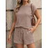 image:imageLILLUSORY Women 2 Piece Matching Lounge Sets Clothing 2026 Waffle Knit Cap Sleeve Summer Airport Outfits with ShortsDark Khaki