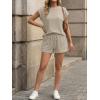 image:imageLILLUSORY Women 2 Piece Matching Lounge Sets Clothing 2026 Waffle Knit Cap Sleeve Summer Airport Outfits with ShortsKhaki