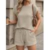 image:imageLILLUSORY Women 2 Piece Matching Lounge Sets Clothing 2026 Waffle Knit Cap Sleeve Summer Airport Outfits with ShortsKhaki