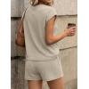 image:imageLILLUSORY Women 2 Piece Matching Lounge Sets Clothing 2026 Waffle Knit Cap Sleeve Summer Airport Outfits with ShortsKhaki