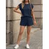 image:imageLILLUSORY Women 2 Piece Matching Lounge Sets Clothing 2026 Waffle Knit Cap Sleeve Summer Airport Outfits with ShortsNavy Blue