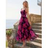 image:imageLILLUSORY Women Floral Maxi Summer Dress 2026 Flowy Elegant Spaghetti Strap Long Sundress Beach Vacation Wedding Guest OutfitFloral Black Rose Red
