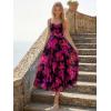 image:imageLILLUSORY Women Floral Maxi Summer Dress 2026 Flowy Elegant Spaghetti Strap Long Sundress Beach Vacation Wedding Guest OutfitFloral Black Rose Red