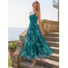 image:imageLILLUSORY Women Floral Maxi Summer Dress 2026 Flowy Elegant Spaghetti Strap Long Sundress Beach Vacation Wedding Guest OutfitFloral Blue Green