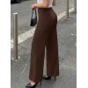 image:imageLILLUSORY Women High Waisted Stretchy Wide Leg Work Pants Business Casual Trousers with Pockets 2026Chocolate Brown