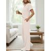 image:imageLILLUSORY Womens 2 Piece Matching Lounge Sets Summer Henley Neck Wide Leg Pants Casual Sweat SuitApricot